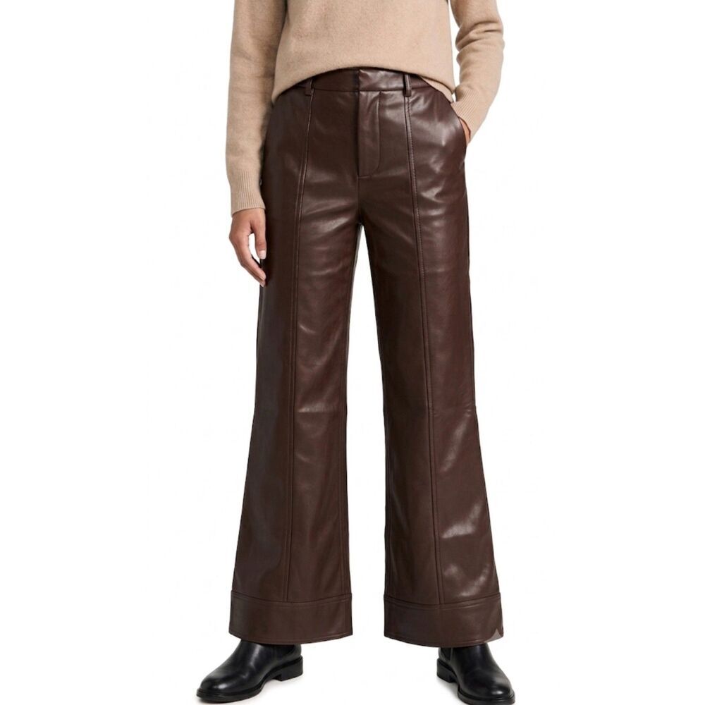 We The Free People Brown Coated Rubberized Straight Leg Pants Size 2XS NWT